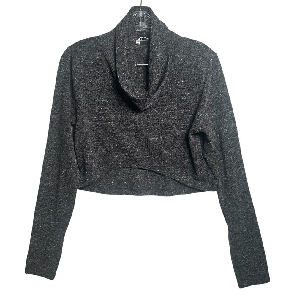 Cabi Medium Womens Cropped Sweater Turtleneck Black Long Sleeve‎ Top Speckled